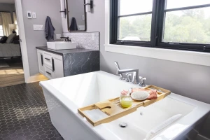 impressive soaker tub in bathroom remodel project