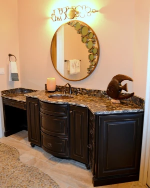 custom bathroom sink counter with built-in vanity