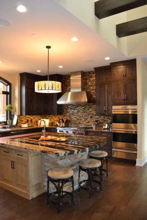 kitchen interior design with custom countertop features