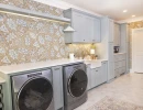 laundry room remodel with custom wallpaper