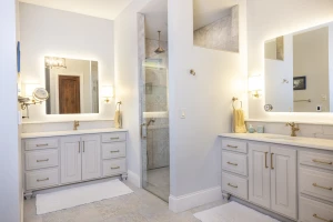 his and hers custom bathroom cabinetry