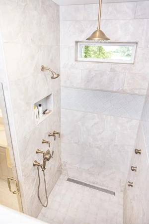 bathroom remodel with rainfall shower head