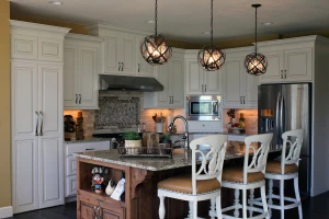 kitchen renovation project with custom backsplash and premium lighting